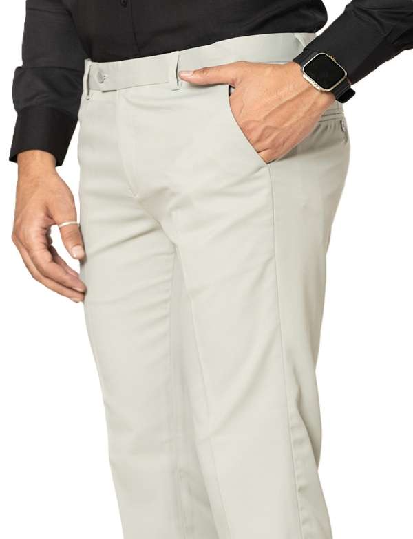 KEDY Men's Normal-Waist Trousers (Olive Green) - Relaxed Fit with Modern Stretch