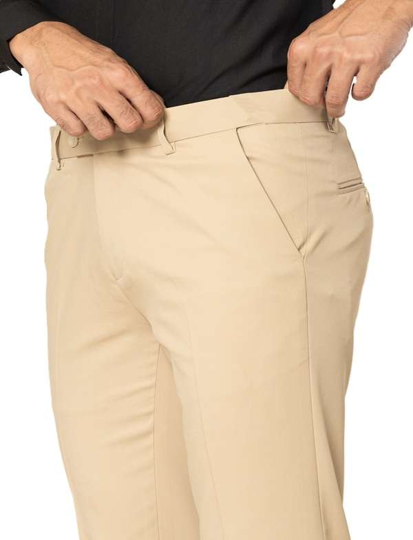 KEDY Men's Normal-Waist Trousers (Khaki) - Versatile and Comfortable Design