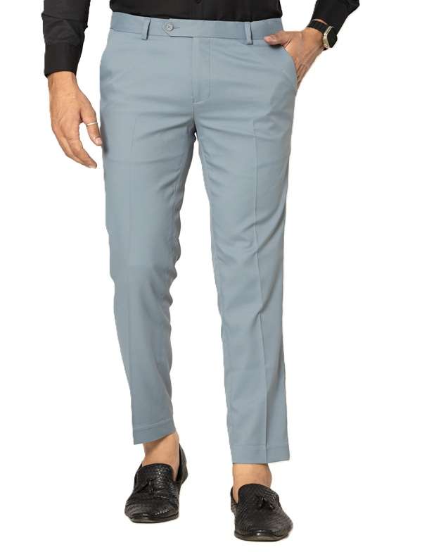 KEDY Men's Normal-Waist Trousers (Light Sky Blue) - Soft and Casual Flex Fit