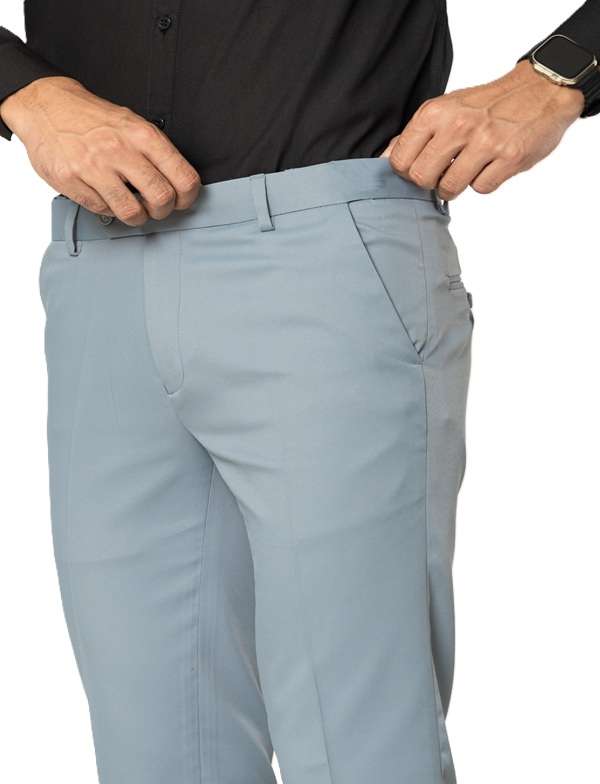 KEDY Men's Normal-Waist Trousers (Light Sky Blue) - Soft and Casual Flex Fit