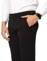 KEDY Men's Gurkha Trousers (24002 Black) - Classic Adjustable Waist Comfort