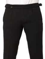 KEDY Men's Gurkha Trousers (24002 Black) - Classic Adjustable Waist Comfort