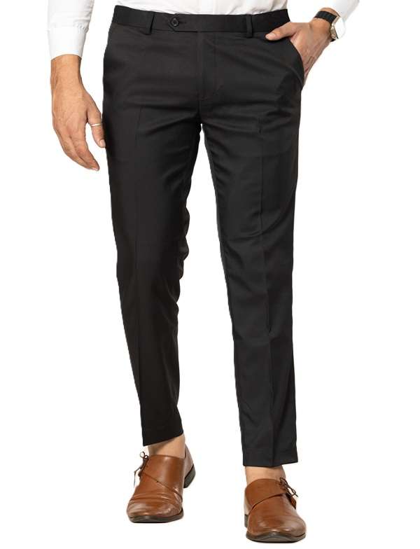 KEDY Men's Normal-Waist Trousers (Black) - Sleek and Stretchable Fit