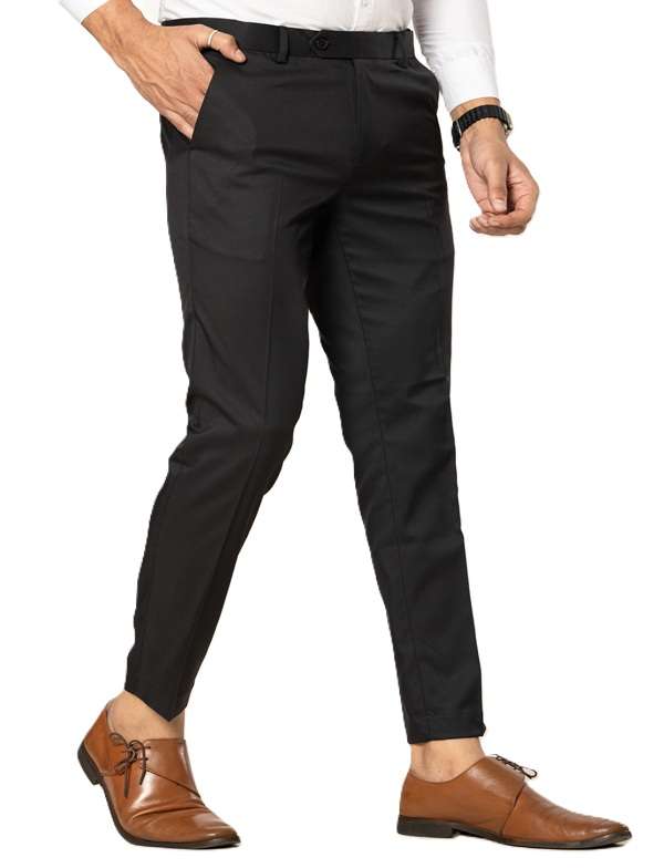 KEDY Men's Normal-Waist Trousers (Black) - Sleek and Stretchable Fit
