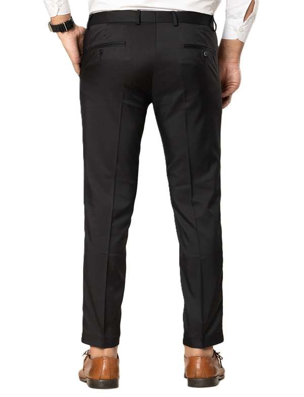 KEDY Men's Normal-Waist Trousers (Black) - Sleek and Stretchable Fit