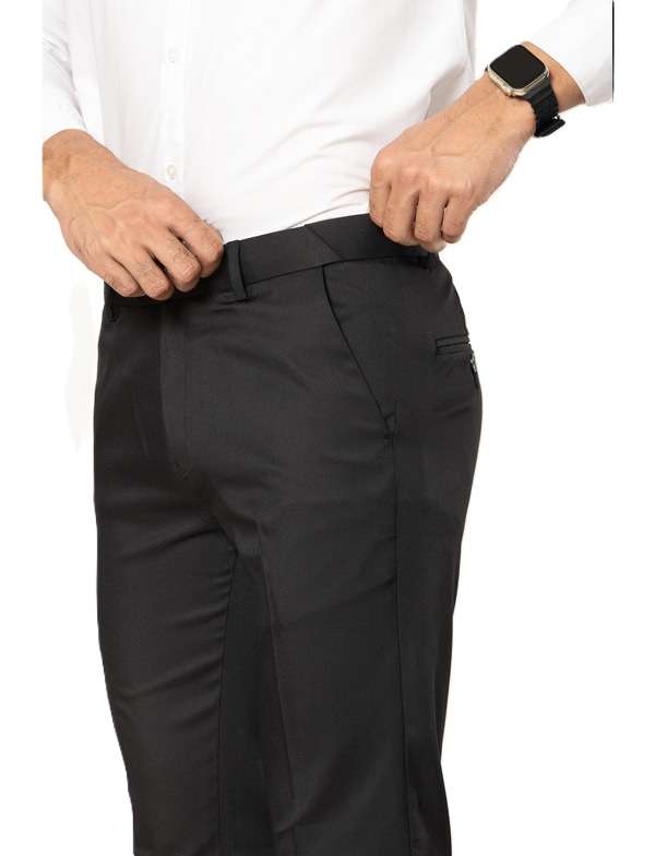 KEDY Men's Flexi Trousers (Black) - Sleek and Stretchable Fit