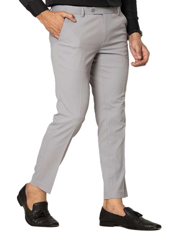 KEDY Men's Normal-Waist Trousers (Light Grey) - Subtle Style with Flexible Fit