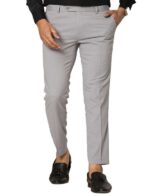 KEDY Men's Normal-Waist Trousers (Light Grey) - Subtle Style with Flexible Fit