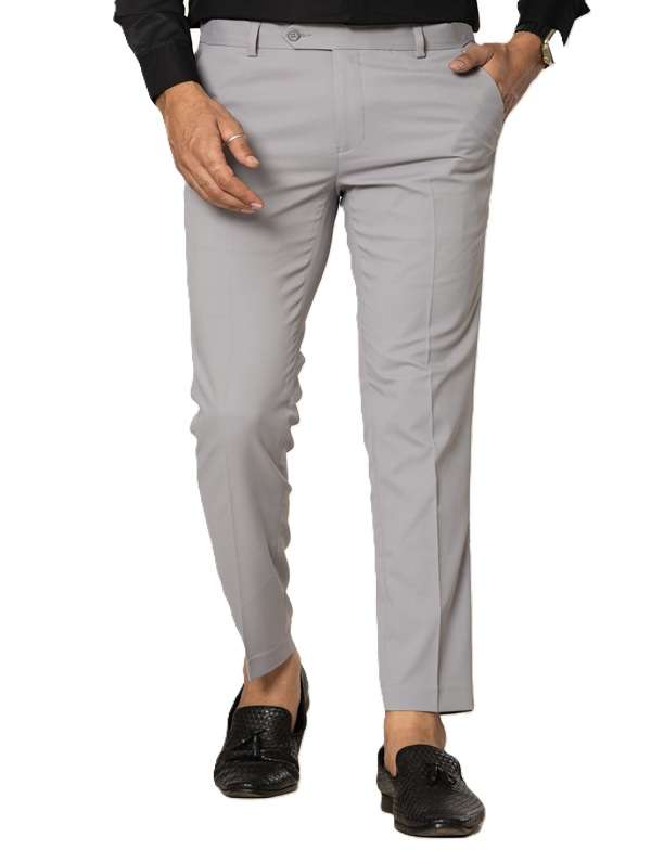 KEDY Men's Normal-Waist Trousers (Light Grey) - Subtle Style with Flexible Fit