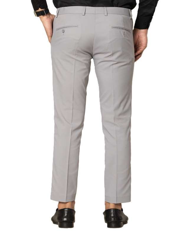 KEDY Men's Normal-Waist Trousers (Light Grey) - Subtle Style with Flexible Fit