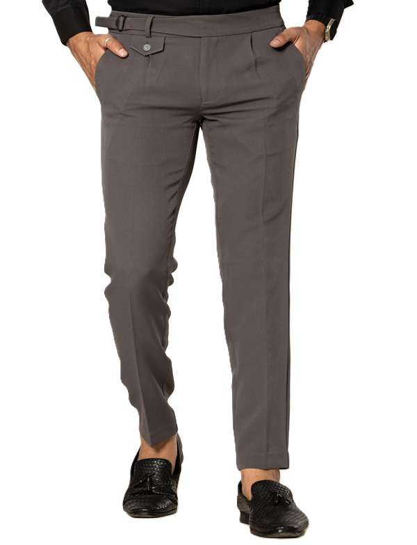 KEDY Men's Gurkha Trousers (24003 Dark Grey) - Stretchable Comfort for Modern Style