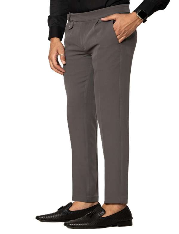 KEDY Men's Gurkha Trousers (24003 Dark Grey) - Stretchable Comfort for Modern Style