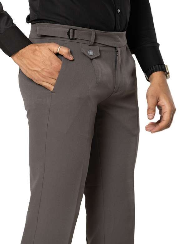 KEDY Men's Gurkha Trousers (24003 Dark Grey) - Stretchable Comfort for Modern Style