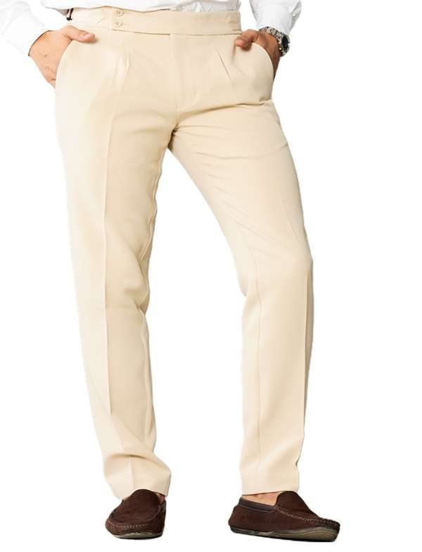 KEDY Men's Gurkha Trousers (Cream) - Refined Casual Style