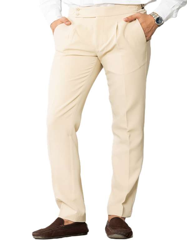 KEDY Men's Gurkha Trousers (Cream) - Refined Casual Style