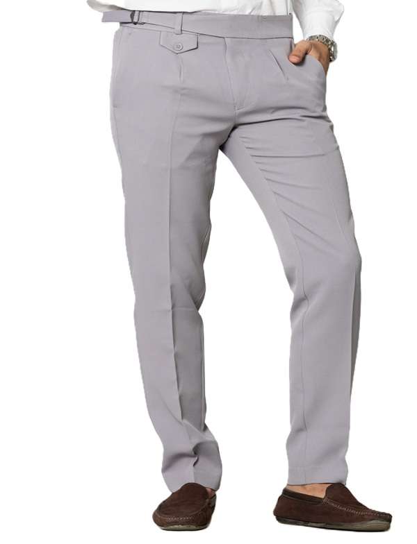 KEDY Men's Gurkha Trousers (Light Grey Style 2) - Versatile Comfort with Classic Adjustability