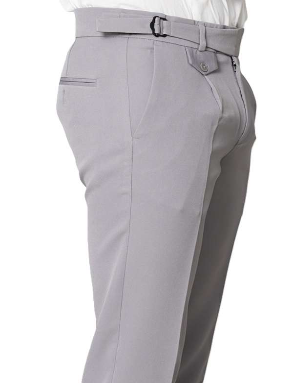 KEDY Men's Gurkha Trousers (Light Grey Style 2) - Versatile Comfort with Classic Adjustability