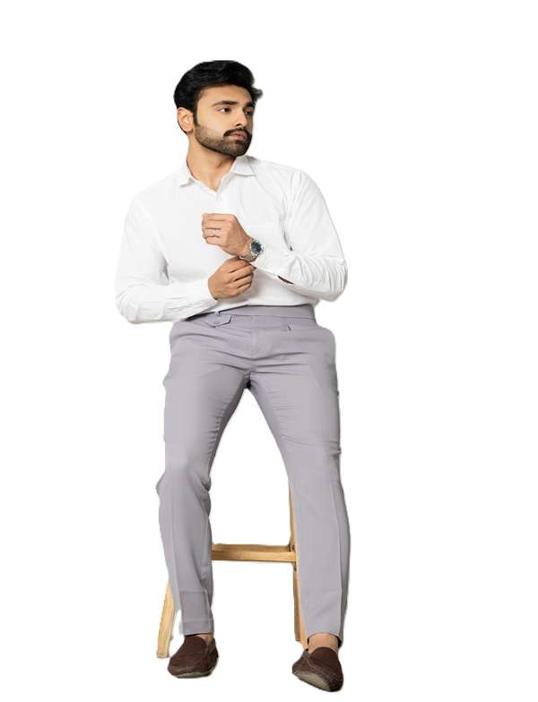 KEDY Men's Gurkha Trousers (Light Grey Style 2) - Versatile Comfort with Classic Adjustability