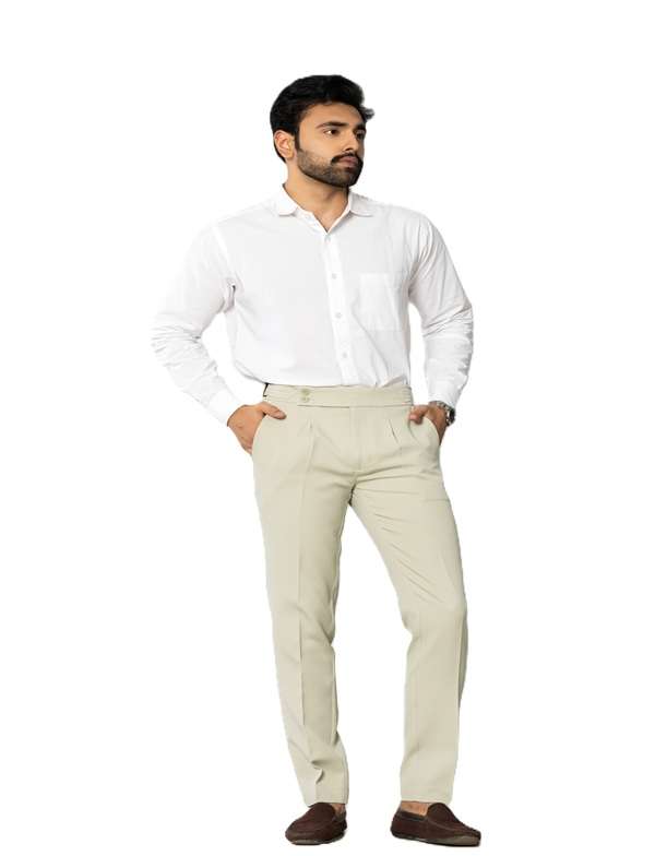 KEDY Men's Gurkha Trousers (Beige) - Tailored Classic Fit