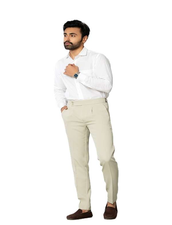 KEDY Men's Gurkha Trousers (Beige) - Tailored Classic Fit