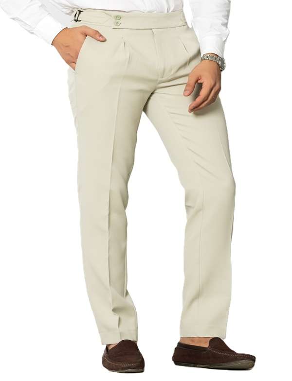KEDY Men's Gurkha Trousers (Beige) - Tailored Classic Fit
