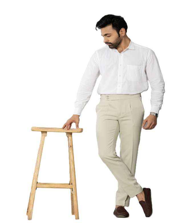 KEDY Men's Gurkha Trousers (Beige) - Tailored Classic Fit
