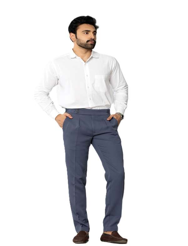 KEDY Men's Gurkha Trousers (Dark Grey) - Modern Tailored Look