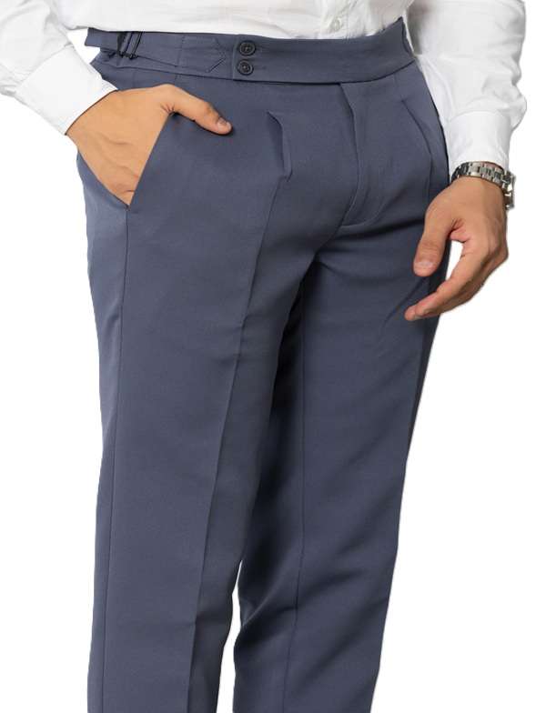 KEDY Men's Gurkha Trousers (Dark Grey) - Modern Tailored Look