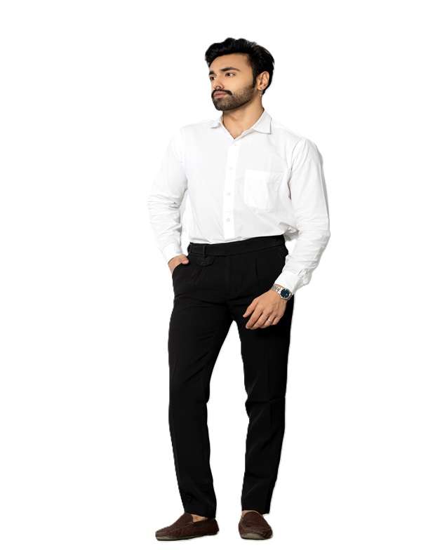 KEDY Men's Gurkha Trousers (Black Style 2) - Elegant Comfort with Adjustable Waist