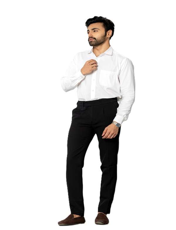 KEDY Men's Gurkha Trousers (Black Style 2) - Elegant Comfort with Adjustable Waist