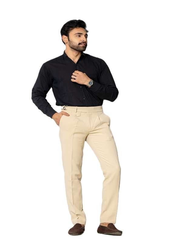 KEDY Men's Gurkha Trousers (Beige Style 2) - Classic Adjustable Fit