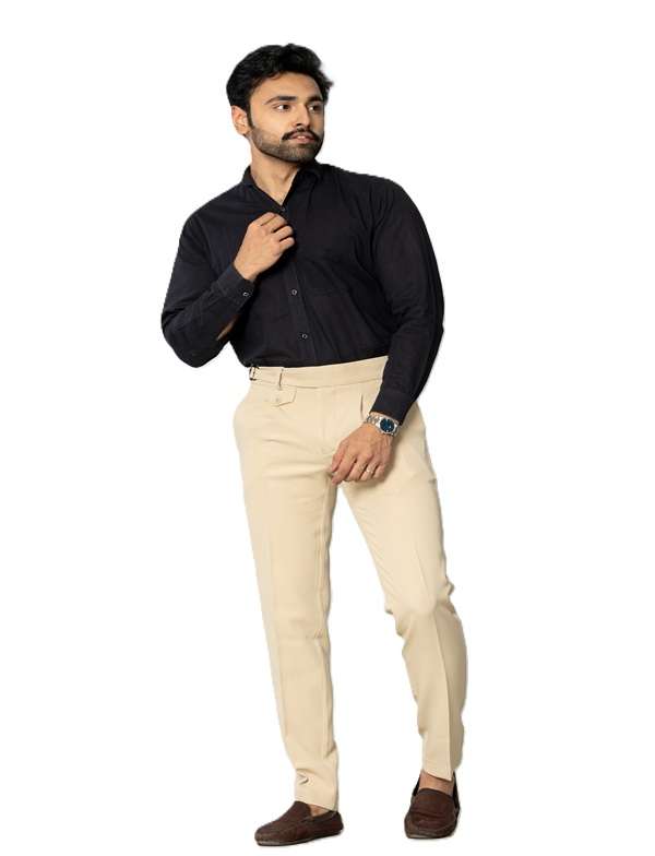 KEDY Men's Gurkha Trousers (Beige Style 2) - Classic Adjustable Fit