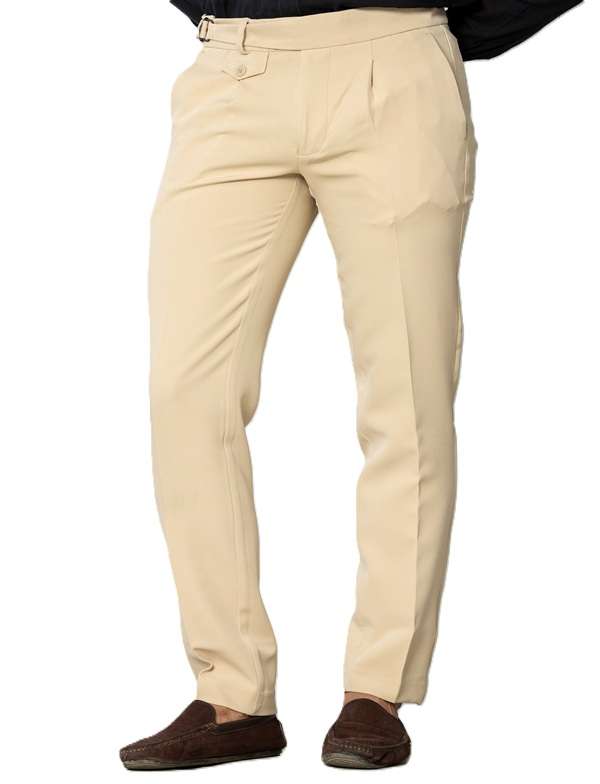 KEDY Men's Gurkha Trousers (Beige Style 2) - Classic Adjustable Fit