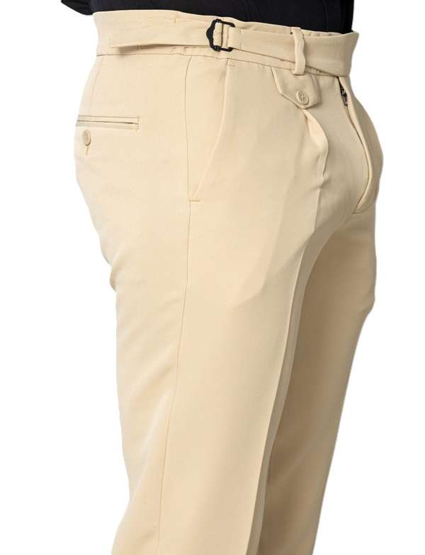 KEDY Men's Gurkha Trousers (Beige Style 2) - Classic Adjustable Fit