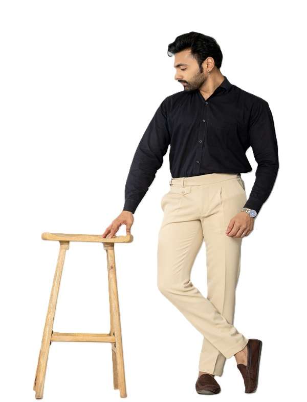 KEDY Men's Gurkha Trousers (Beige Style 2) - Classic Adjustable Fit