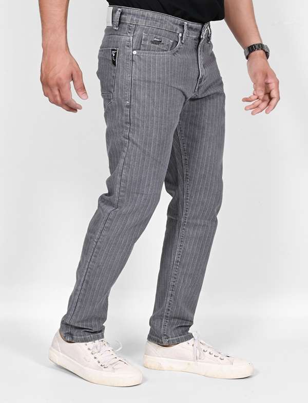KEDY Men's Grey Lining Jeans - Subtle Pattern with Modern Fit