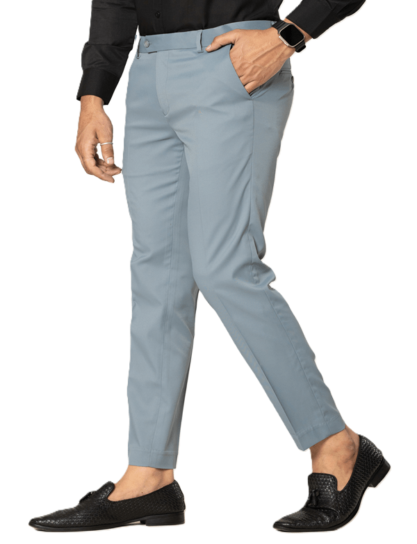 KEDY Men's Normal-Waist Trousers (Light Sky Blue) - Soft and Casual Flex Fit
