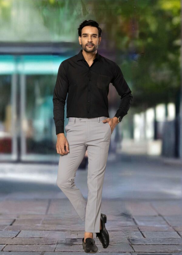 KEDY Men's Flexi Trousers (Light Grey) - Subtle Style with Flexible Fit