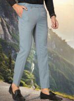 KEDY Men's Flexi Trousers (Light Sky Blue) - Soft and Casual Flex Fit