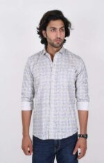 KEDY MEN'S WHITE SHIRT WITH BLUE TWINKLE DETAIL