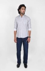 KEDY MEN'S WHITE SHIRT WITH BLUE TWINKLE DETAIL