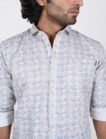 KEDY MEN'S WHITE SHIRT WITH BLUE TWINKLE DETAIL