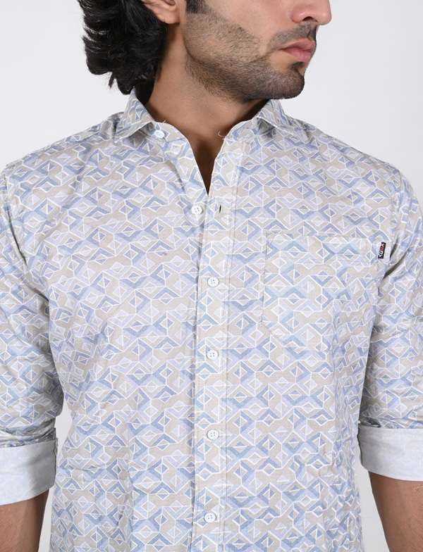 KEDY MEN'S WHITE SHIRT WITH BLUE TWINKLE DETAIL