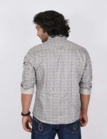 KEDY MEN'S SHIRT - LIGHT BLUE AND BROWN STAIR PATTERN