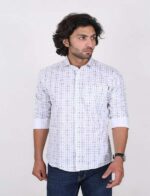 KEDY MEN'S WHITE SHIRT WITH ABSTRACT PATTERN