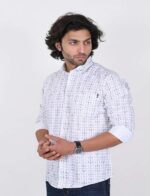 KEDY MEN'S WHITE SHIRT WITH ABSTRACT PATTERN