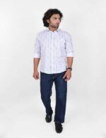 KEDY MEN'S WHITE SHIRT WITH ABSTRACT PATTERN