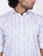 KEDY MEN'S WHITE SHIRT WITH ABSTRACT PATTERN